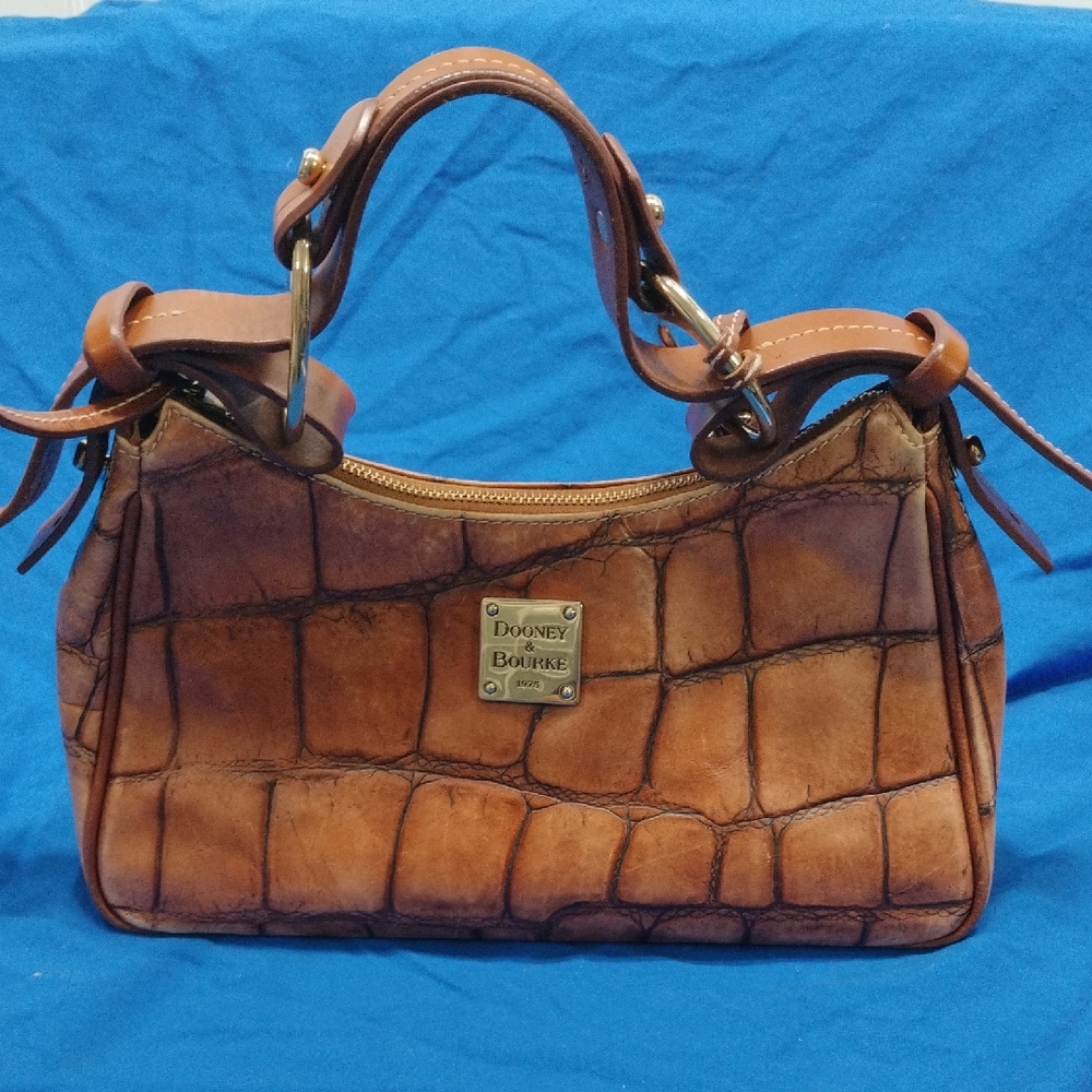 Vintage Dooney & Bourke Tan Croc-Embossed Shoulder Bag